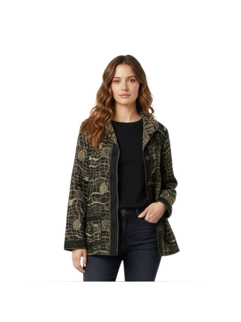 YAK MAGIK Boho Reversible Button Front Jacket LARGE